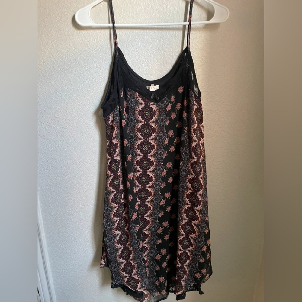 Black and Red Patterned Slip Dress